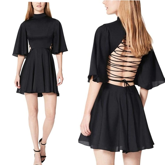 NWT FAME AND PARTNERS Black mini short dress flare - Picture 2 of 12